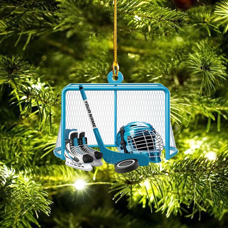 Custom Christmas Ice Hockey Ornament, Personalized Hockey Player Ornament 2025, Acrylic Hanging Decoration, Hockey Ornament for Kids