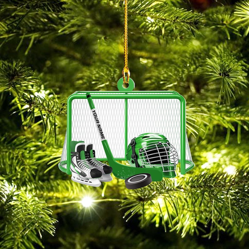 Custom Christmas Ice Hockey Ornament, Personalized Hockey Player Ornament 2025, Acrylic Hanging Decoration, Hockey Ornament for Kids
