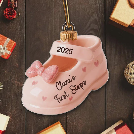 Baby's First Steps Ornament: Acrylic Christmas Keepsake