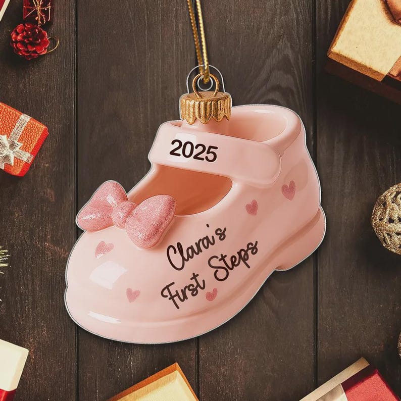 Baby's First Steps Ornament: Acrylic Christmas Keepsake