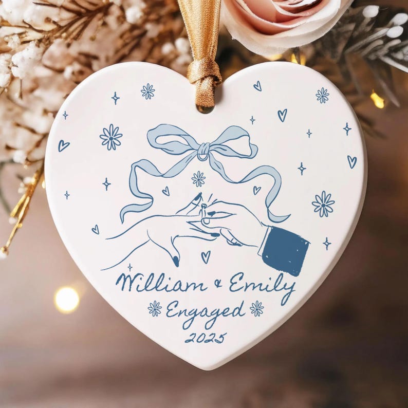 Personalized Engagement Ornament Gift, First Christmas Engaged Ornament, Engagement Gift Couple, Custom Engagement Christmas Keepsake