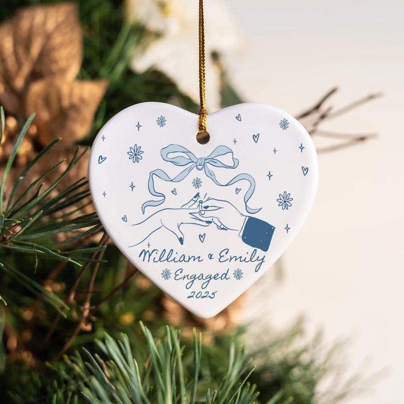 Personalized Engagement Ornament Gift, First Christmas Engaged Ornament, Engagement Gift Couple, Custom Engagement Christmas Keepsake