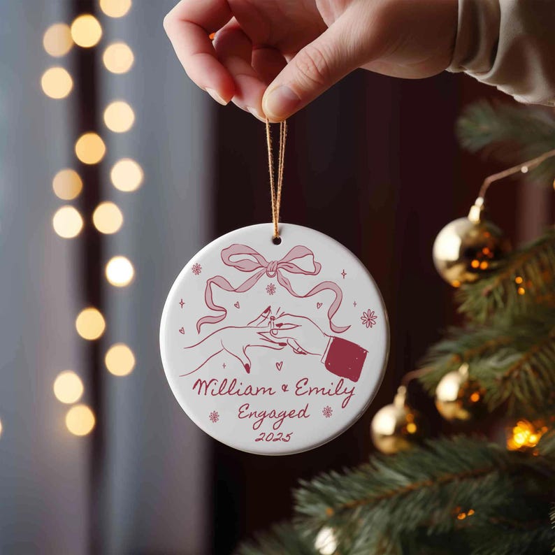 Personalized Engagement Ornament Gift, First Christmas Engaged Ornament, Engagement Gift Couple, Custom Engagement Christmas Keepsake