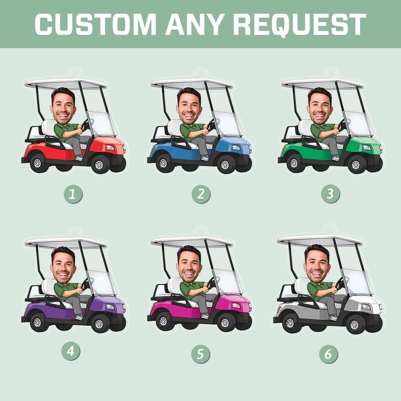 Personalized Photo Golf Cart Ornament, Gift For Golfer Golf Lover, Christmas Home Design, Flat 2d Ornament, Christmas Gift, Acrylic Ornament