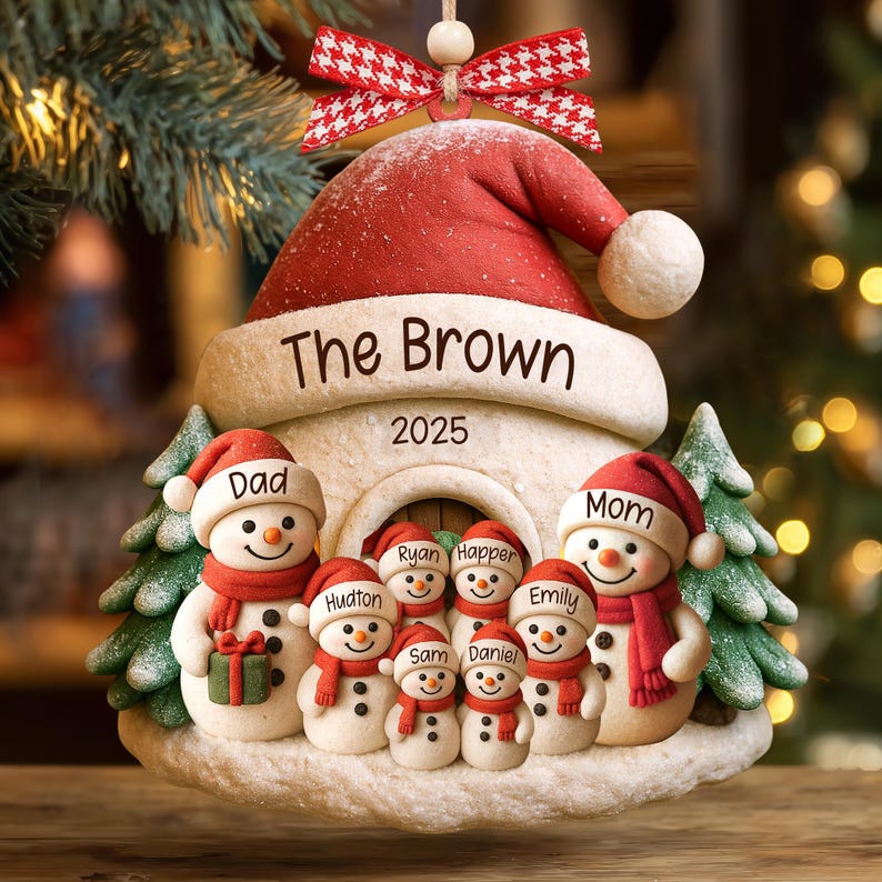 Personalized Snowman Ornament, Acrylic Family Christmas Tree Decor, Holiday Keepsake, Christmas Decor, Xmas Gift, 2D Flat Ornament