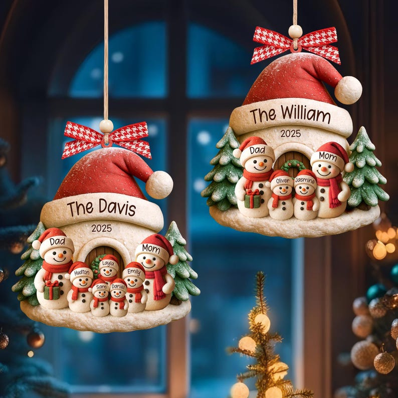 Personalized Snowman Ornament, Acrylic Family Christmas Tree Decor, Holiday Keepsake, Christmas Decor, Xmas Gift, 2D Flat Ornament