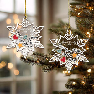 Personalized Family Shaker Ornament 2025, Custom 4D Ornament, Christmas Tree Decor, Family Name Holiday Keepsake