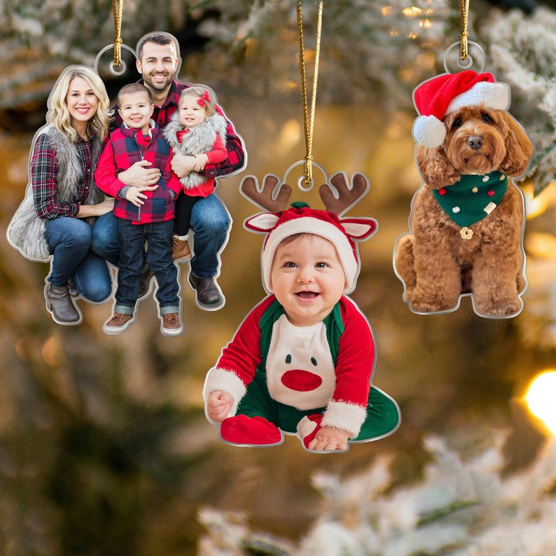 Custom Photo Christmas Ornament, Family Ornaments 2025, Family Photo Ornament, Couple Picture Ornament, New Baby Pet Ornament, Couple Gift,