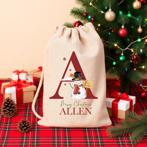 Personalized Santa Sack, Large Christmas Sack, Personalized Christmas Toy Sack with Name Initial, Christmas Gift Bag, First Christmas Gift