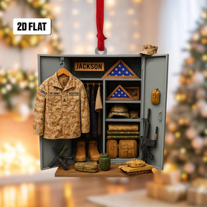 Personalized Army Uniform 2D Flat Ornament, Custom Name Christmas Ornament, Custom Military Ornament, Soldier Gift for Veterans,Gift for Dad