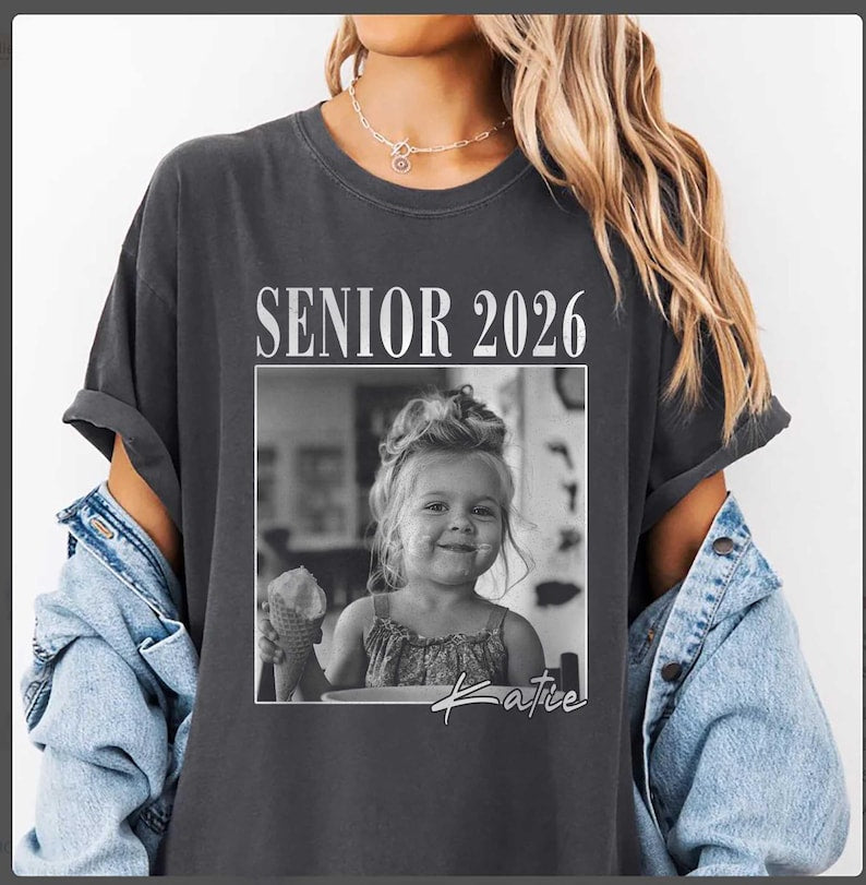 Custom Photo Senior 2026 Shirt, Back to School Vintage Photo Shirt, Class of 2026, Custom Picture Shirt, Graduation Tee, High School Senior