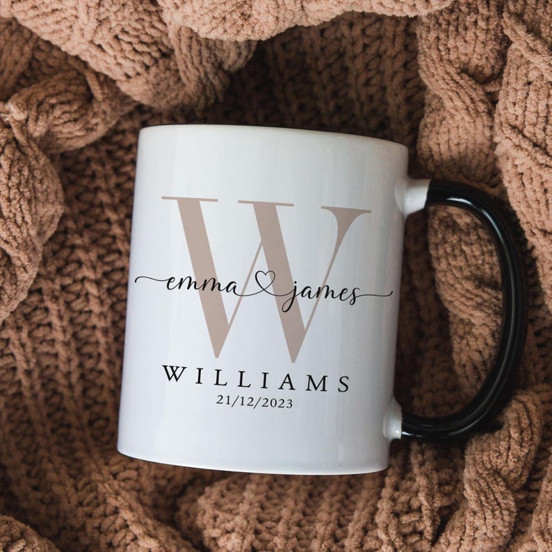 Personalized Couple Name Mug, Custom Engagement Gift, Anniversary Mr and Mrs Mugs, Gifts For Couple, Newlyweds Mug, Bridal Party Mug