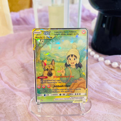 Custom Holographic Pet PKM Anniversary Card, Personalized PKM Style Portrait, Dog & Cat TCG, Gamer Gift, Geeky Pet Memorial Gift