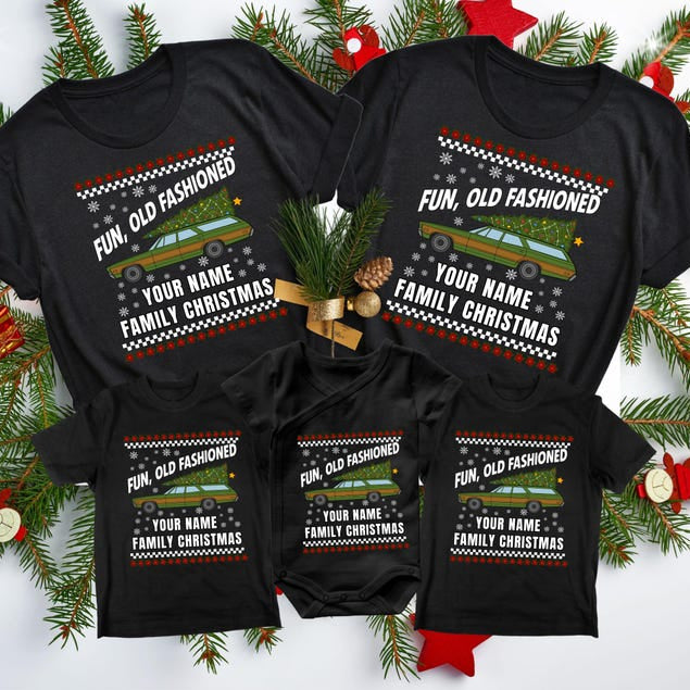 Custom Family Matching Christmas Shirts, Fun Old Fashioned Family Christmas Shirt, Family Christmas, Christmas Tee, Custom Family Name Shirt
