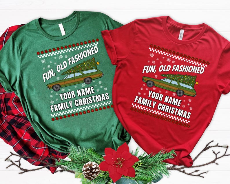 Custom Family Matching Christmas Shirts, Fun Old Fashioned Family Christmas Shirt, Family Christmas, Christmas Tee, Custom Family Name Shirt