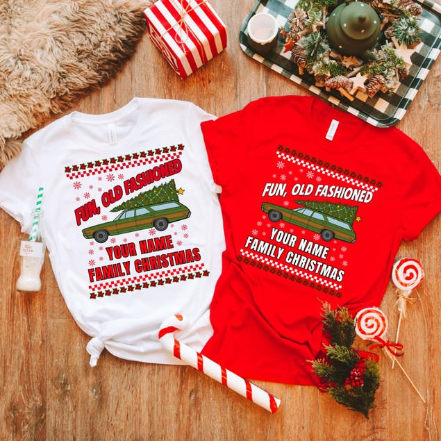 Custom Family Matching Christmas Shirts, Fun Old Fashioned Family Christmas Shirt, Family Christmas, Christmas Tee, Custom Family Name Shirt