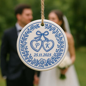 Personalized Chinoiserie Wedding Keepsake Ornament,Bride and Groom Gift,Anniversary Ornament, Newlywed Gift for Bride Groom,Married Ornament