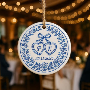 Personalized Chinoiserie Wedding Keepsake Ornament,Bride and Groom Gift,Anniversary Ornament, Newlywed Gift for Bride Groom,Married Ornament