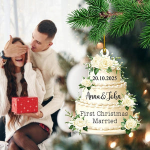 Personalized Acrylic Ornament: Wedding Keepsake, Custom Name & Date