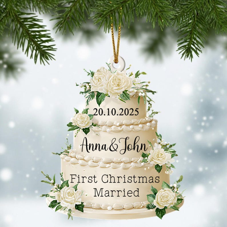 Personalized Acrylic Ornament: Wedding Keepsake, Custom Name & Date