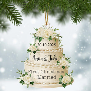 Personalized Acrylic Ornament: Wedding Keepsake, Custom Name & Date
