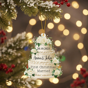 Personalized Acrylic Ornament: Wedding Keepsake, Custom Name & Date