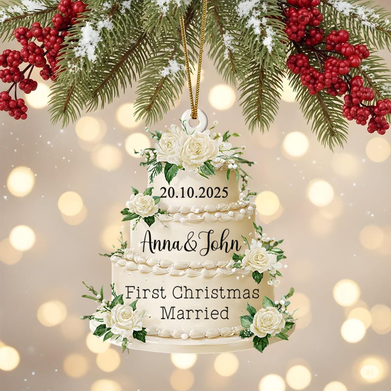 Personalized Acrylic Ornament: Wedding Keepsake, Custom Name & Date