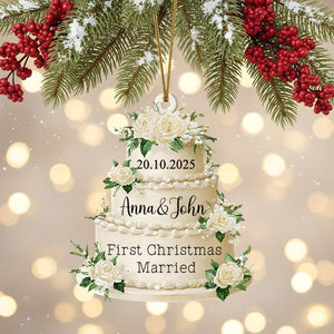 Personalized Acrylic Ornament: Wedding Keepsake, Custom Name & Date