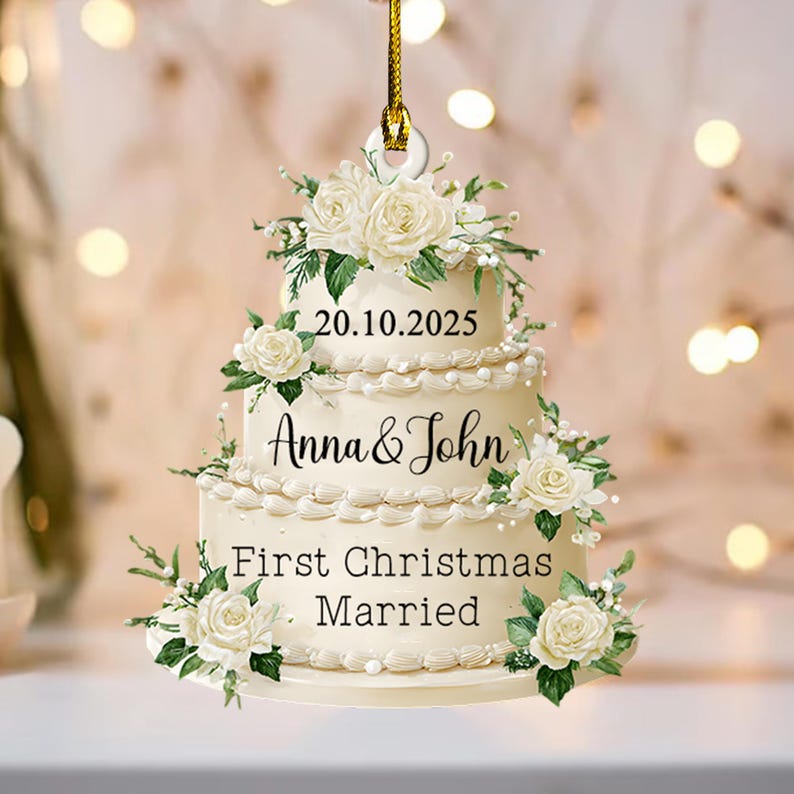 Personalized Acrylic Ornament: Wedding Keepsake, Custom Name & Date