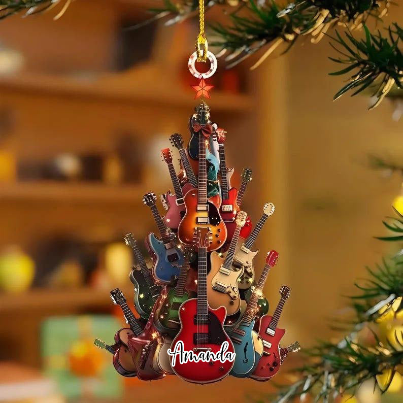 Guitar Christmas Tree Ornament, Xmas Tree Decor, Christmas gift, Guitar Ornament Design, Christmas Gift For Guitar Lovers Gifts, Guitar Dad