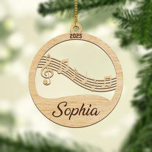 Personalized Music Notes 2D Flat Acrylic Ornament, Music Christmas Ornament, Custom Engraved Ornament, Rustic Ornament, Music Lover Gifts
