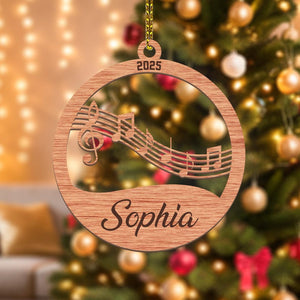 Personalized Music Notes 2D Flat Acrylic Ornament, Music Christmas Ornament, Custom Engraved Ornament, Rustic Ornament, Music Lover Gifts