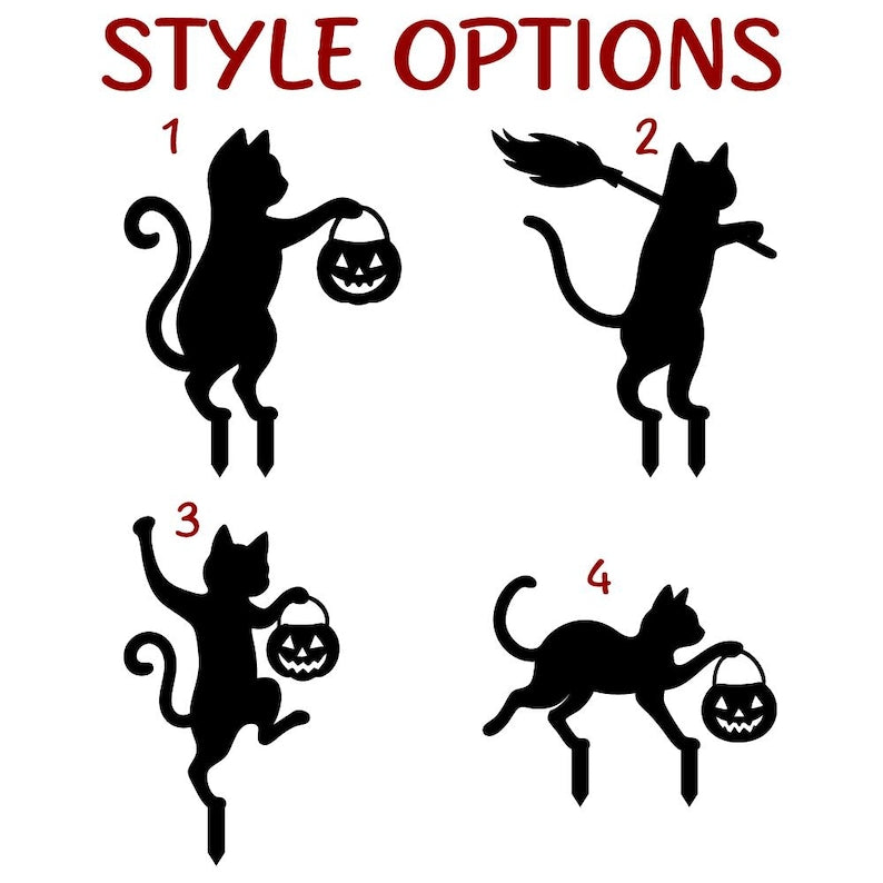 Halloween Cat Metal Yard Stake, Dancing Cat Sign, Witch Cat Garden Decor, Halloween Outdoor Decoration, Halloween Party Yard Sign