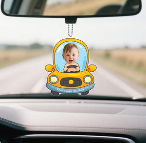 Personalized Acrylic Car Hanger,Drive Safe Daddy with 1-5 Baby Photo,Acrylic Car Hanging,Car Decor,Gift for Dad,New Dad Gift,1st Fathers Day