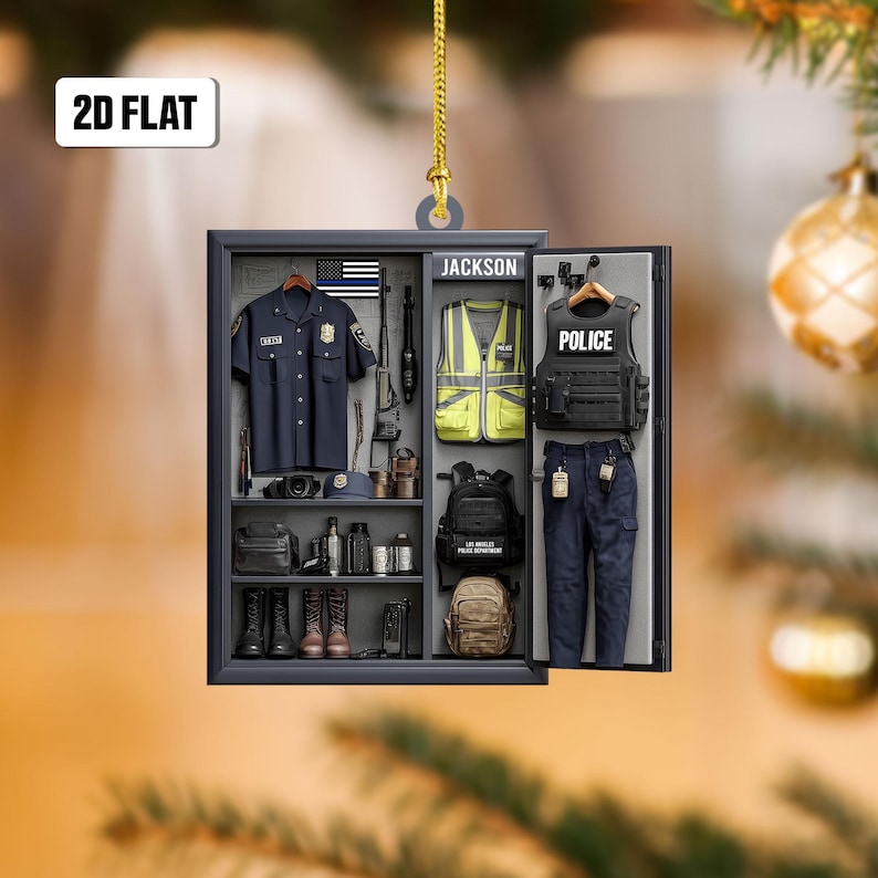 Personalized Police Ornament, Custom Name Police Officer Christmas Ornament, Police Uniform Ornament, Christmas Holiday Ornament,Police Gift