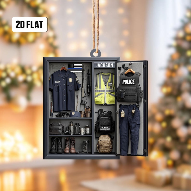 Personalized Police Ornament, Custom Name Police Officer Christmas Ornament, Police Uniform Ornament, Christmas Holiday Ornament,Police Gift