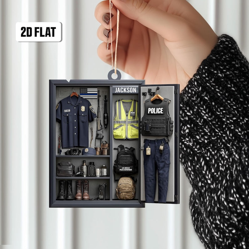 Personalized Police Ornament, Custom Name Police Officer Christmas Ornament, Police Uniform Ornament, Christmas Holiday Ornament,Police Gift