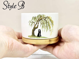 Willow Tree Ceramic Pot Wedding Keepsake Gift, 9 Years Anniversary Pot, Custom Willow Tree Pot Gift, Personalised Flower Pot Gift for Couple