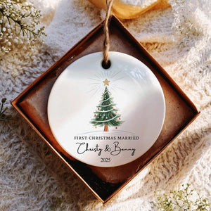 First Christmas Married Ornament, Mr and Mrs Ornament, Personalized Wedding Gift, Newlywed Christmas Gift, Wedding Christmas Ornament