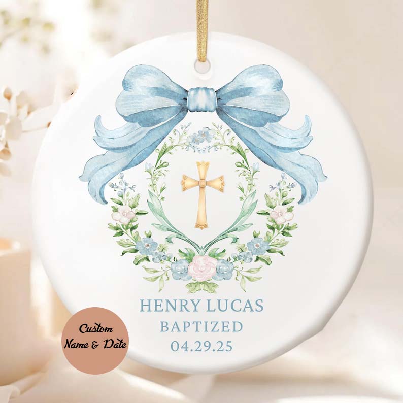 Personalized Girls Baptism Ornament Custom Christening Ornament Baptized Ornament First Communion Gift Baptism Gift Christmas Baby Girl Gift