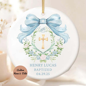 Personalized Girls Baptism Ornament Custom Christening Ornament Baptized Ornament First Communion Gift Baptism Gift Christmas Baby Girl Gift