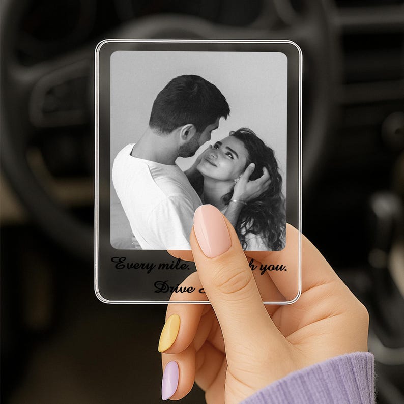 Custom Couple Photo Car Visor Clip, Car Photo Visor Clip,Gift for Dad,Romantic Gift for Boyfriend or Girlfriend,Drive Safe Gift,Couple Gift