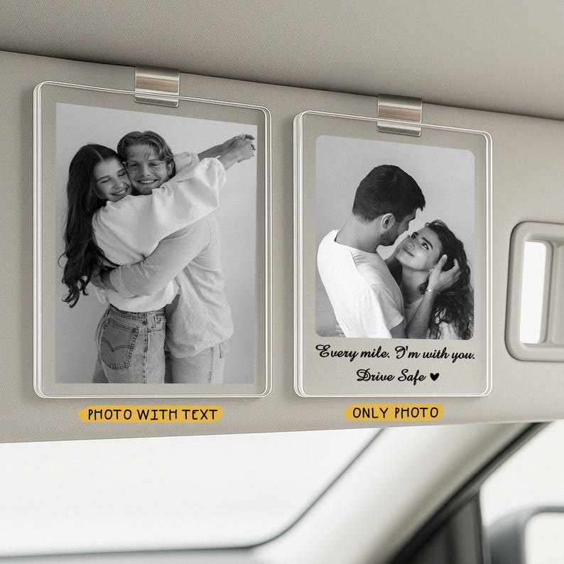 Custom Couple Photo Car Visor Clip, Car Photo Visor Clip,Gift for Dad,Romantic Gift for Boyfriend or Girlfriend,Drive Safe Gift,Couple Gift