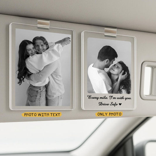 Custom Couple Photo Car Visor Clip, Car Photo Visor Clip,Gift for Dad,Romantic Gift for Boyfriend or Girlfriend,Drive Safe Gift,Couple Gift