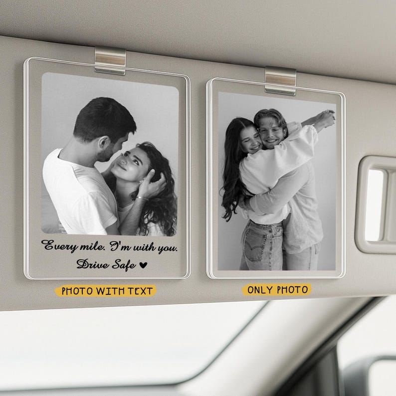 Custom Couple Photo Car Visor Clip, Car Photo Visor Clip,Gift for Dad,Romantic Gift for Boyfriend or Girlfriend,Drive Safe Gift,Couple Gift