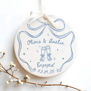 Personalized Engagement Gift for Couples, Wedding Gift for Newlyweds, Romantic Whimsical Ceramic, Married Ornament, Anniversary Gift