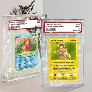 Personalized Poke Pet Acrylic Card, Custom Dog Mom Photo Poke Style, Pet Photo Hologram Acrylic Plaque, Custom Photo & Text Game Poke Card