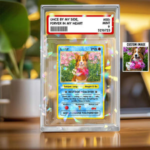 Personalized Poke Pet Acrylic Card, Custom Dog Mom Photo Poke Style, Pet Photo Hologram Acrylic Plaque, Custom Photo & Text Game Poke Card