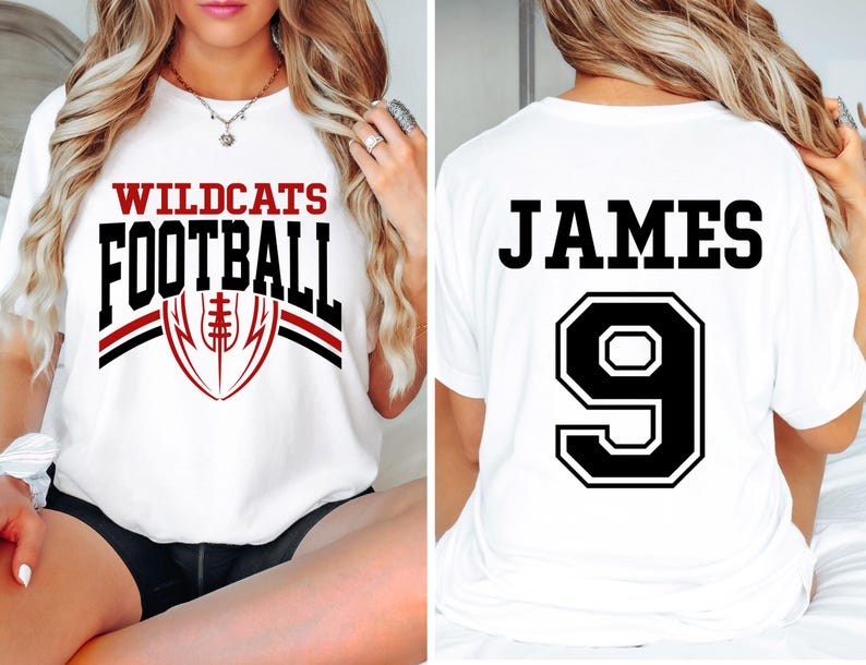 Custom Football Team Name & Number Shirt Football Mom Shirt Football Team Shirt Game Day Shirt Gift for Mom High School Football Cheer Shirt
