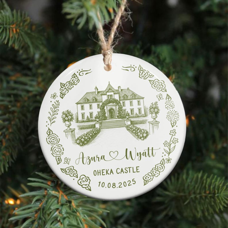 Personalized Wedding Venue Ceramic Ornament, Custom Wedding Location Ornament Gift, Housewarming Gift, Wedding Gift for Couple,Newlywed Gift